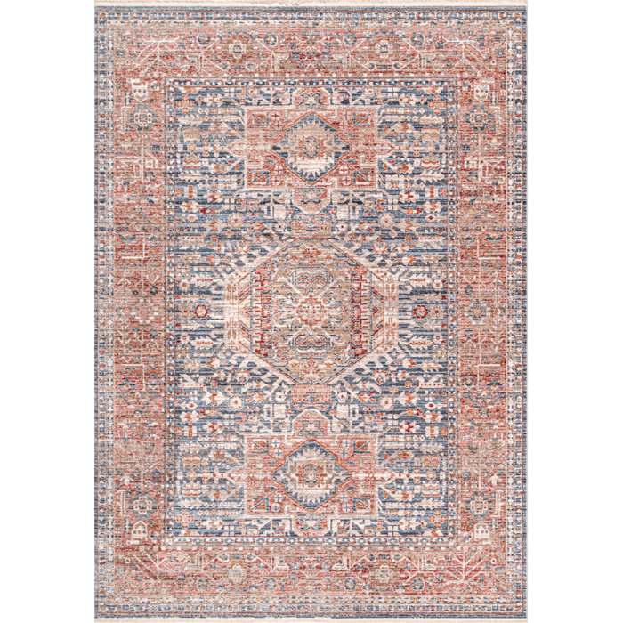 World Menagerie Brickley Oriental Blue/Orange Area Rug & Reviews Wayfair